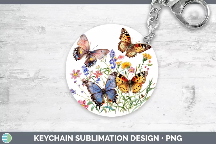 Watercolor Butterfly Keychain Sublimation Keyring Designs