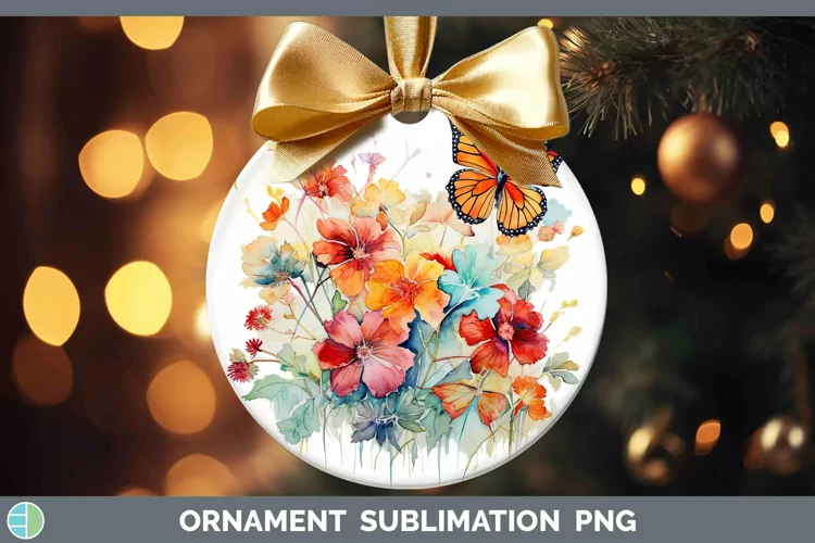 Watercolor Butterfly Ornament Sublimation Bauble Designs