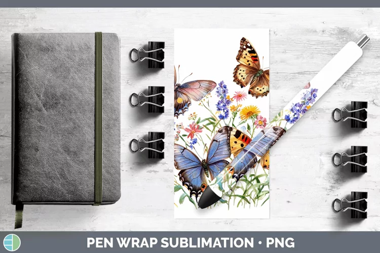 Watercolor Butterfly Pen Wrap Sublimation Pen Designs