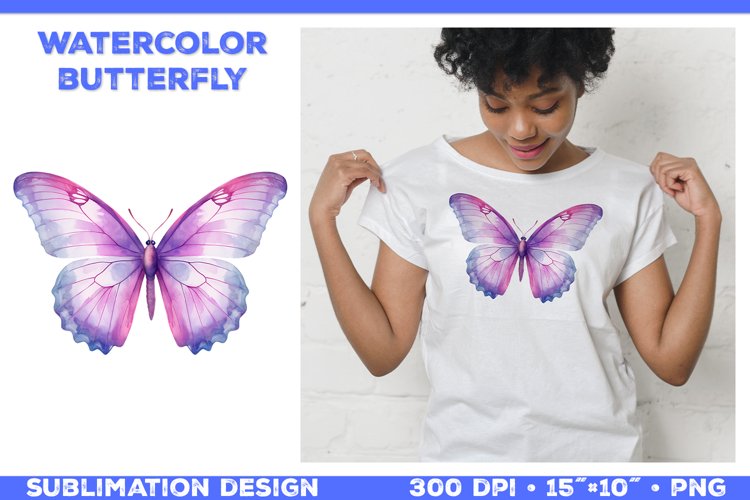 Watercolor Butterfly T Shirt Design. Butterfly Sublimation