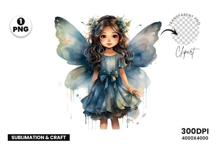 Watercolor Butterfly Princess Clipart | Princess Sublimation