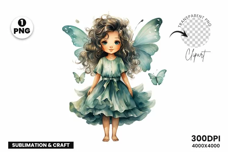 Watercolor Butterfly Princess Clipart | Princess Sublimation