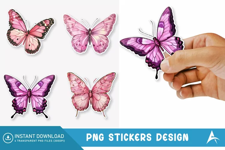 Watercolor Butterfly Sticker Clipart