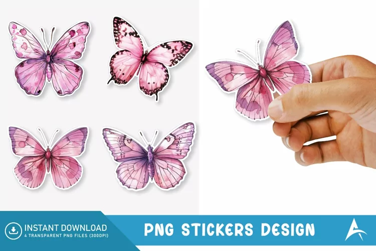 Watercolor Butterfly Sticker Clipart
