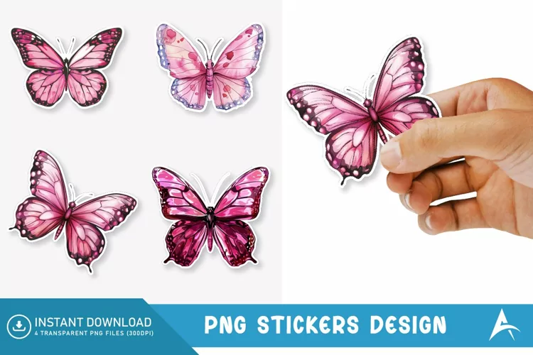 Watercolor Butterfly Sticker Clipart