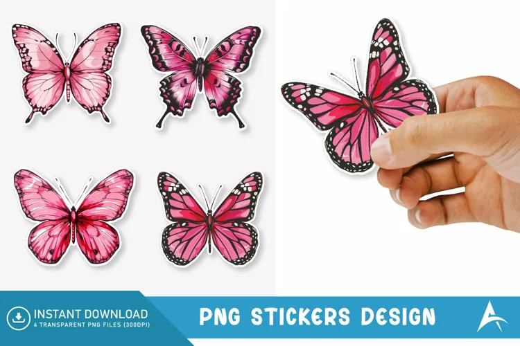 Watercolor Butterfly Sticker Clipart
