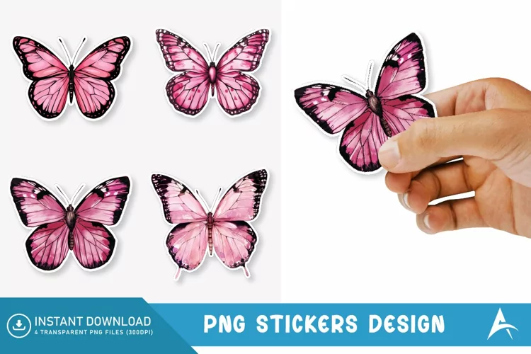Watercolor Butterfly Sticker Clipart