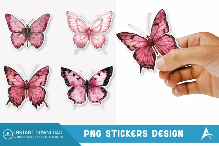 Watercolor Butterfly Sticker Clipart