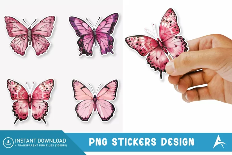 Watercolor Butterfly Sticker Clipart