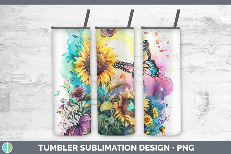 Watercolor Butterfly Tumbler | Sublimation 20 oz Skinny Tumb