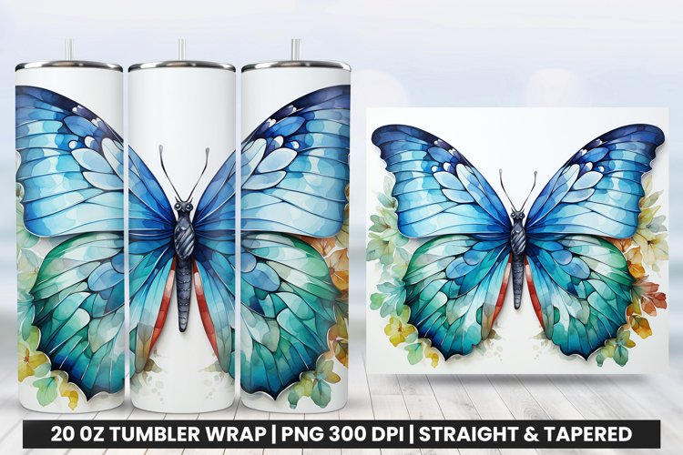 Watercolor Butterfly Tumbler Wrap | Tumbler Wrap Sublimation
