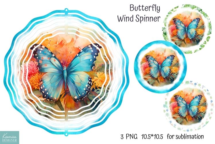 Wild Flower and Butterfly Wind Spinner PNG|Watercolor Design