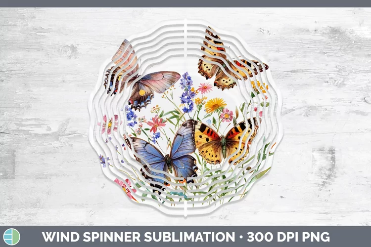 Watercolor Butterfly Wind Spinner Sublimation Spinner Design