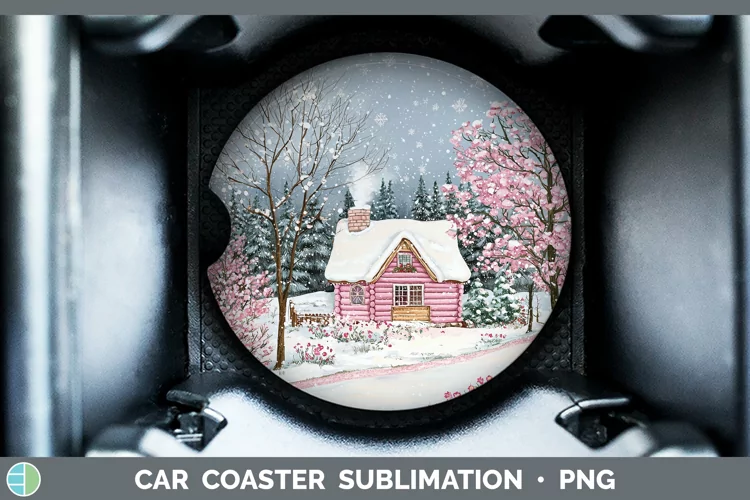 Watercolor Cabin Car Coaster Sublimation Designs
