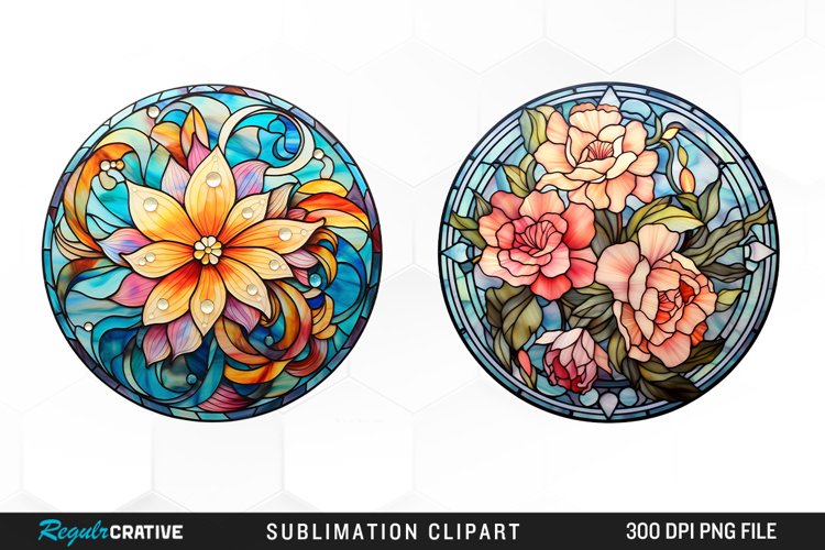 Watercolor Cabochon Flowers PNG Set Clipart