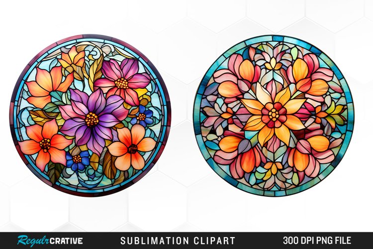 Watercolor Cabochon Flowers PNG Set Clipart