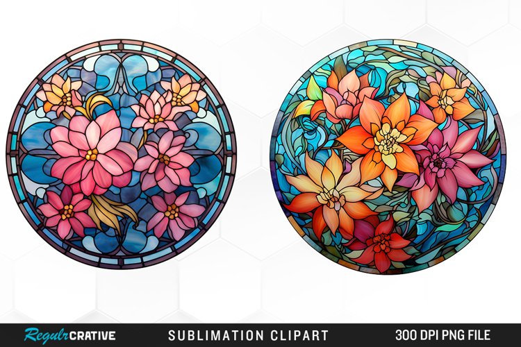 Watercolor Cabochon Flowers PNG Set Clipart