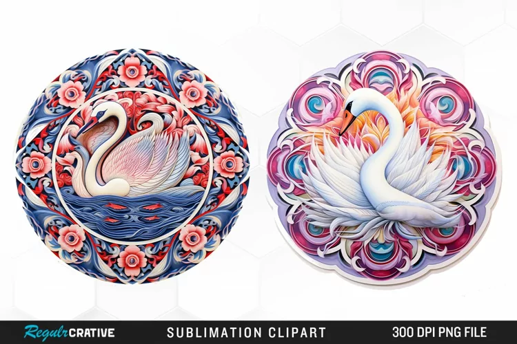 Watercolor Buy Swan Mandala Clipart
