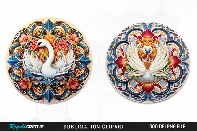 Watercolor Buy Swan Mandala Clipart