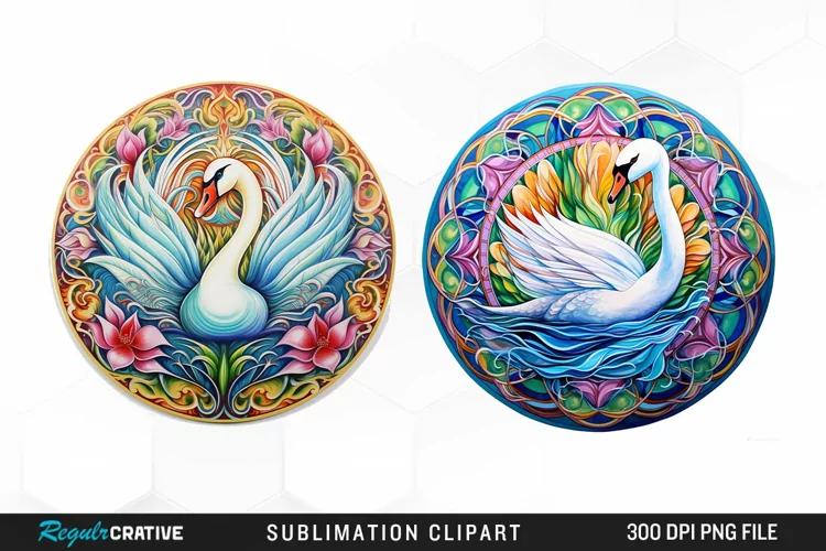Watercolor Buy Swan Mandala Clipart
