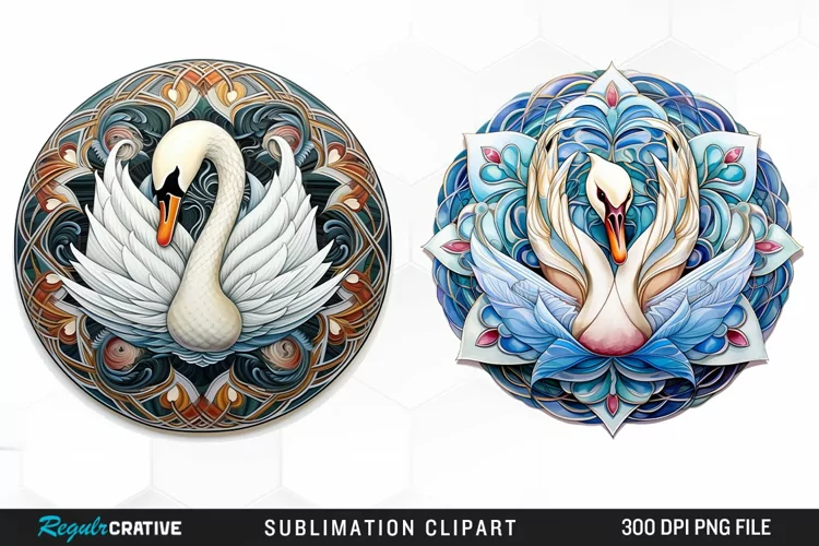 Watercolor Buy Swan Mandala Clipart