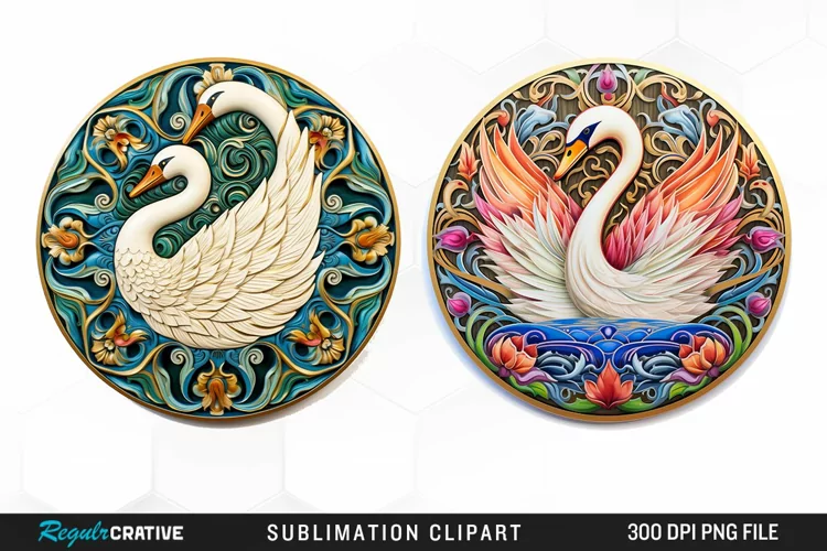Watercolor Buy Swan Mandala Clipart