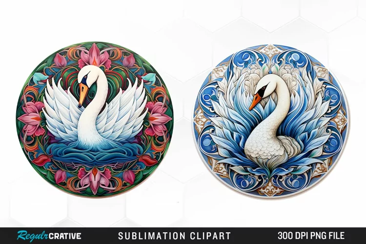 Watercolor Buy Swan Mandala Clipart