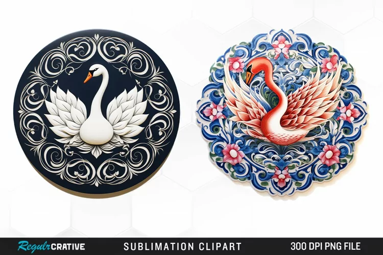Watercolor Buy Swan Mandala Clipart