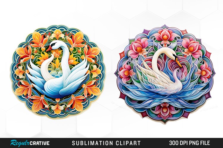 Watercolor Buy Swan Mandala Clipart