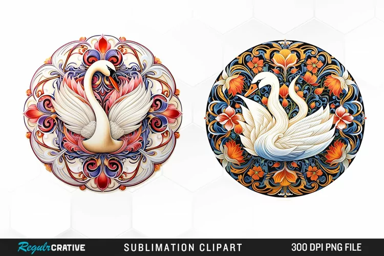 Watercolor Buy Swan Mandala Clipart
