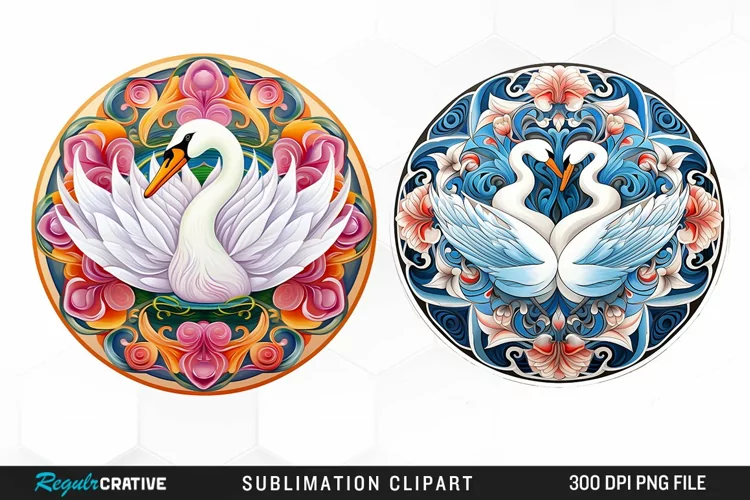 Watercolor Buy Swan Mandala Clipart