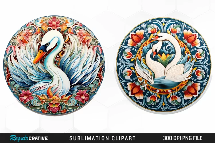 Watercolor Buy Swan Mandala Clipart