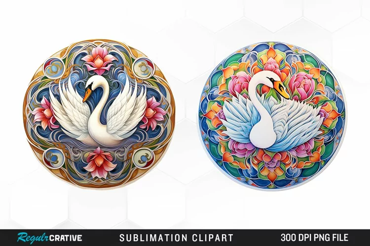 Watercolor Buy Swan Mandala Clipart