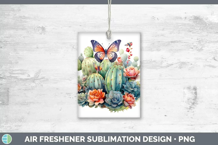 Watercolor Cactus Air Freshener Sublimation Car Freshener De
