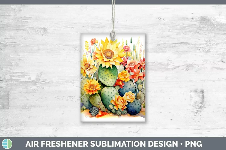 Watercolor Cactus Air Freshener Sublimation Car Freshener De