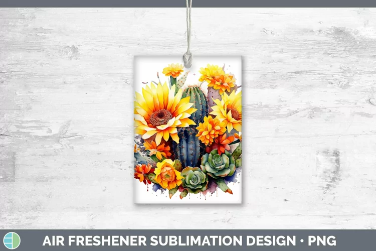 Watercolor Cactus Air Freshener Sublimation Car Freshener De