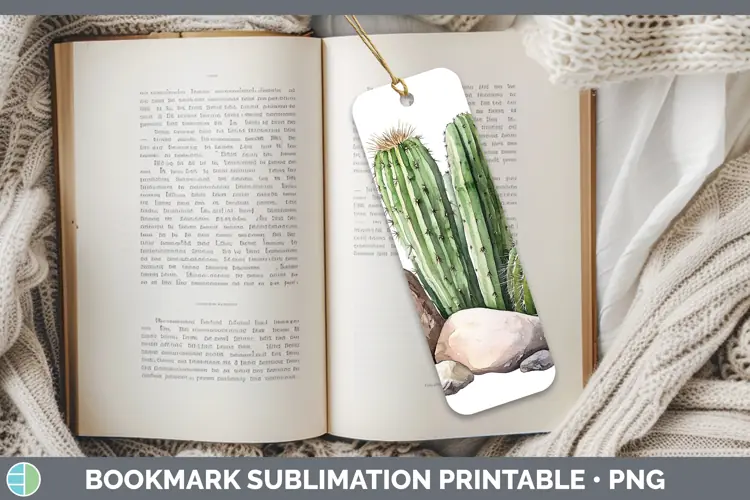 Watercolor Cactus Bookmark Sublimation Printable Designs