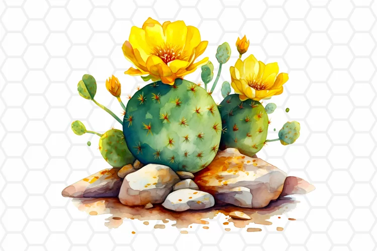 Watercolor Cactus Clipart, Sublimation PNG