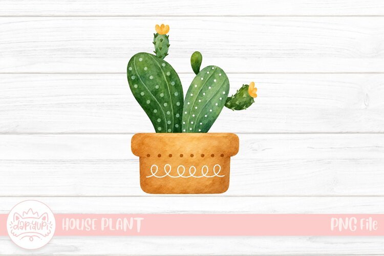 Watercolor Cactus in Decorative Pot example image 1
