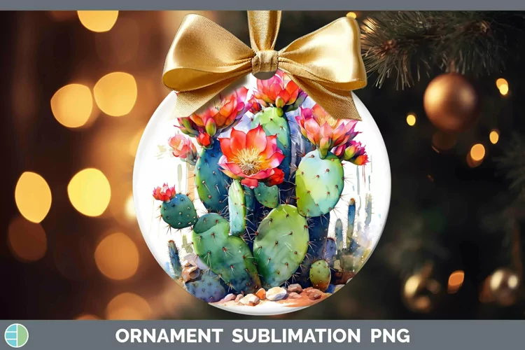 Watercolor Cactus Ornament Sublimation Bauble Designs