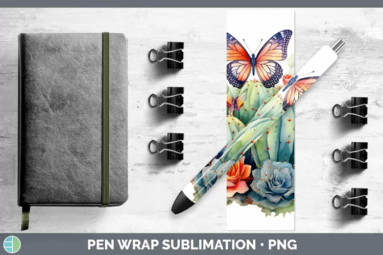 Watercolor Cactus Pen Wrap Sublimation Epoxy Pen Designs