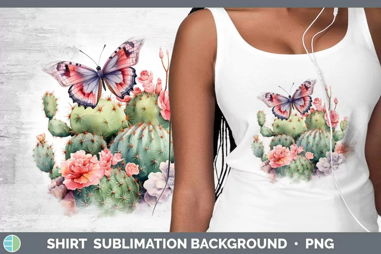 Watercolor Cactus Shirt Sublimation Sublimation Background D