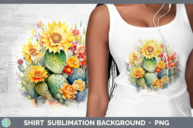 Watercolor Cactus Shirt Sublimation Sublimation Background D