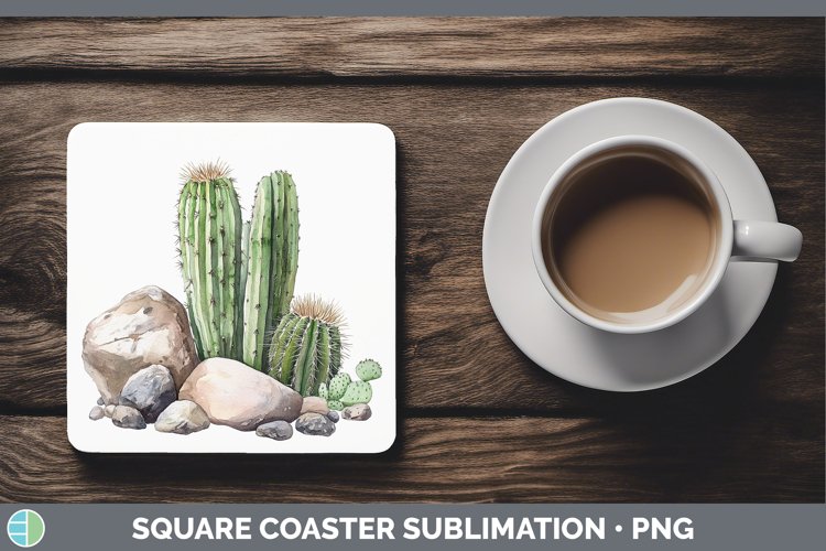 Watercolor Cactus Square Coaster Sublimation Coaster Designs