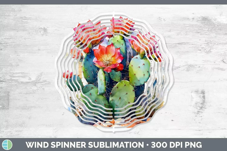 Watercolor Cactus Wind Spinner Sublimation Spinner Designs