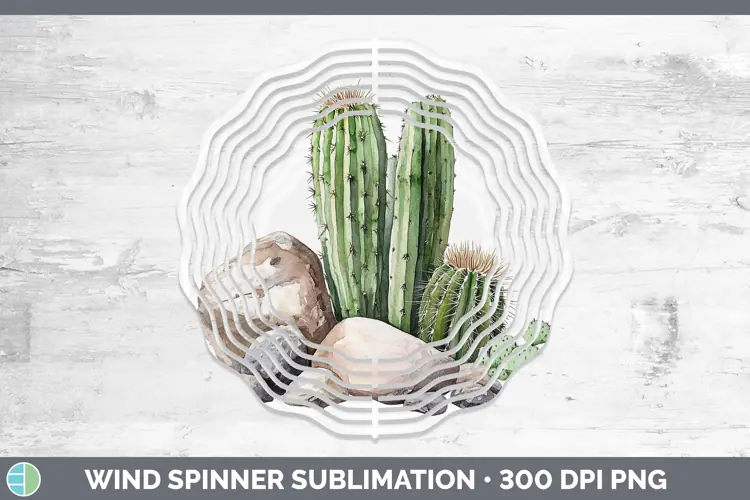Watercolor Cactus Wind Spinner Sublimation Spinner Designs
