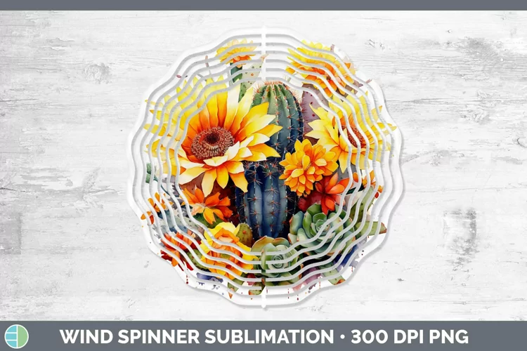 Watercolor Cactus Wind Spinner Sublimation Spinner Designs