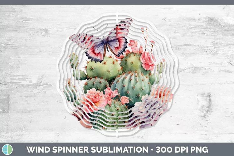 Watercolor Cactus Wind Spinner Sublimation Spinner Designs
