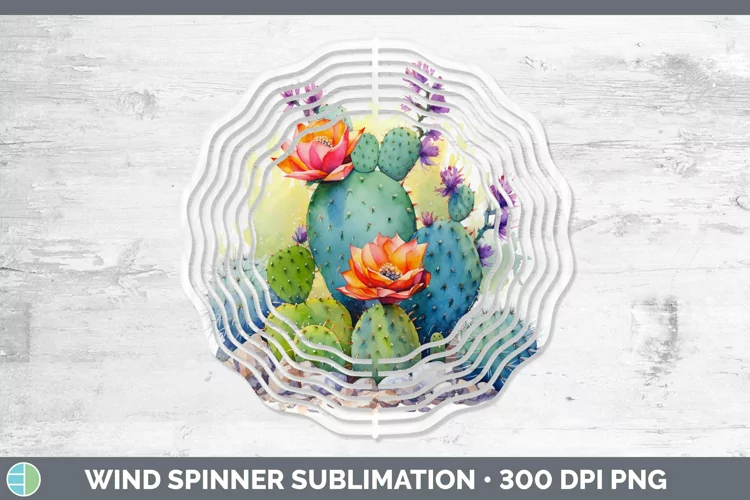 Watercolor Cactus Wind Spinner Sublimation Spinner Designs