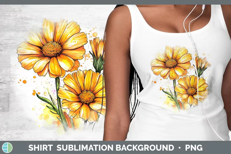 Watercolor Calendula Shirt Sublimation Sublimation Backgroun